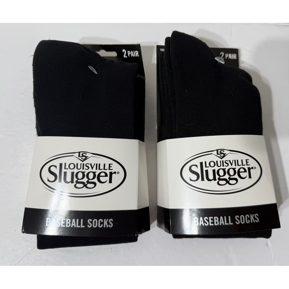 Louisville Slugger Youth Baseball Socks Black 4 Pairs Size 10-4 85534 NEW